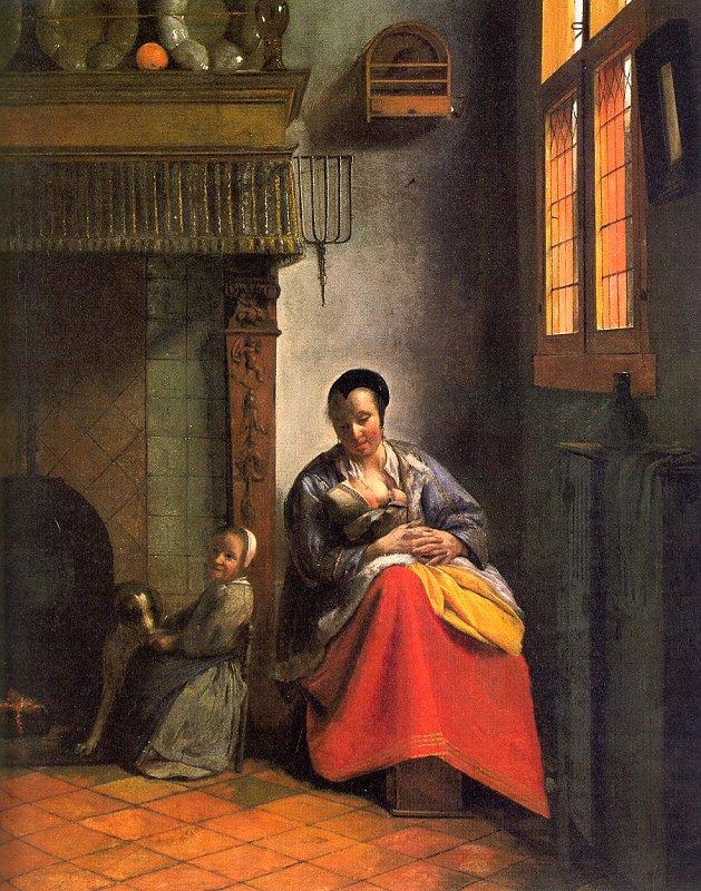 Pieter de Hooch Woman Nursing an Infant